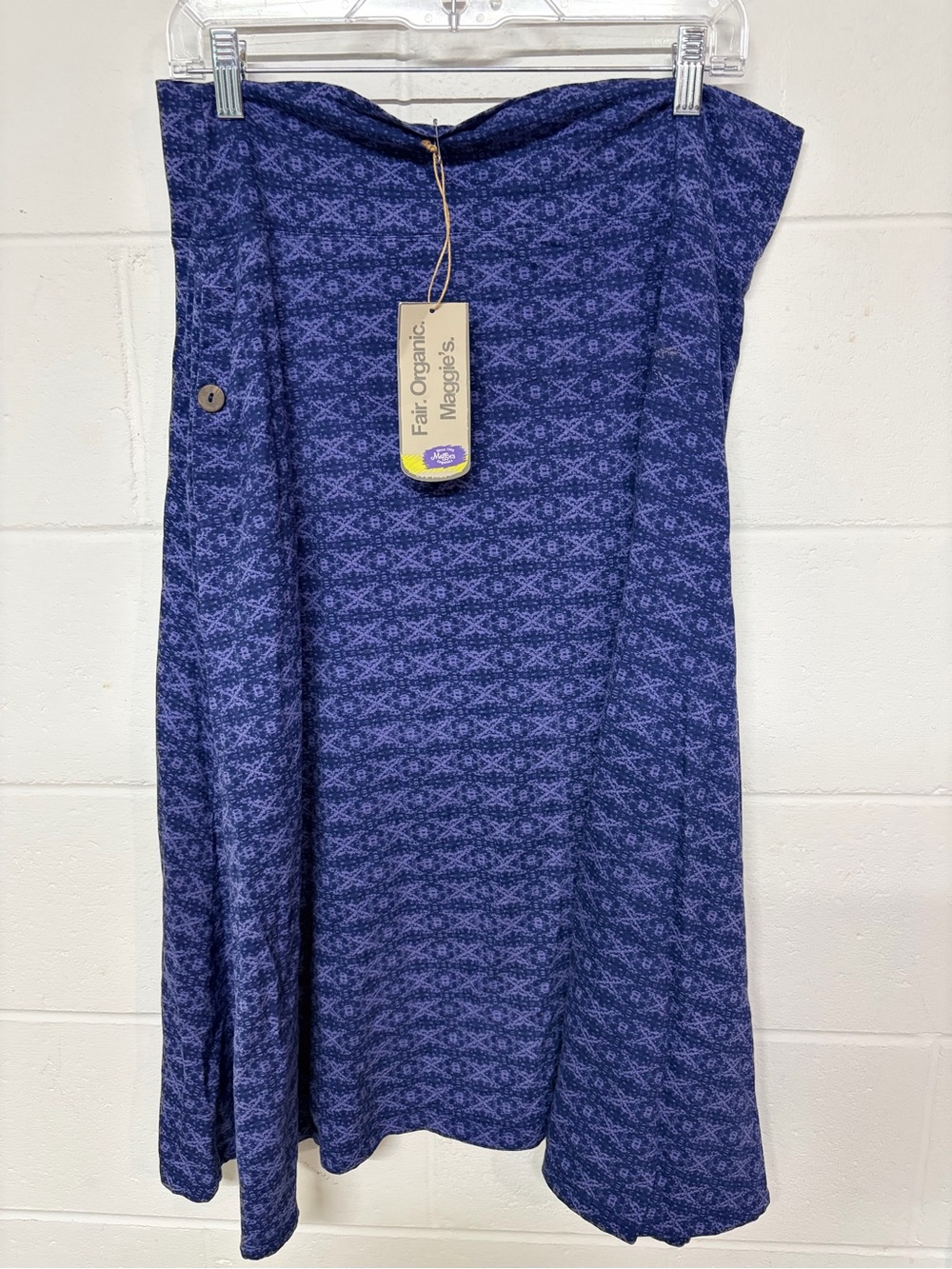 Organic Navy Patterned Midi Skirt